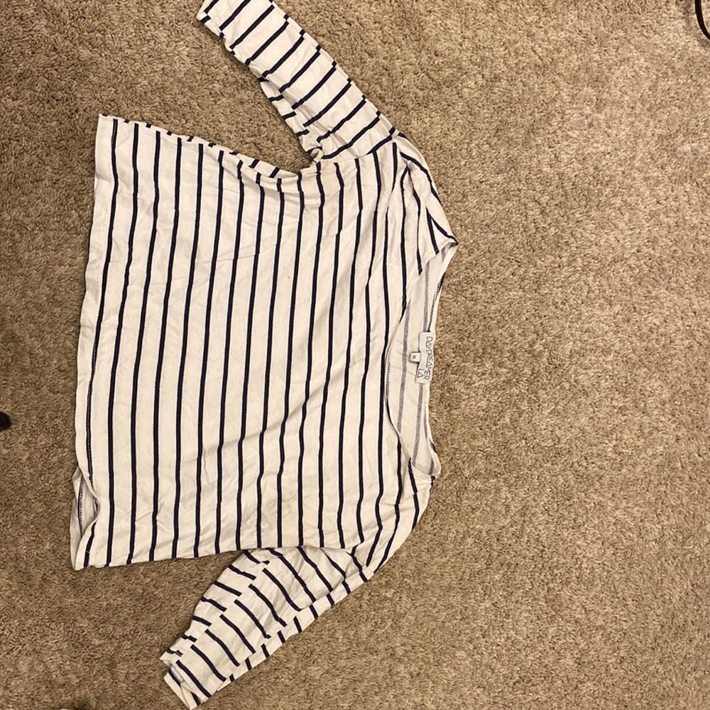 Daydreamer LA striped cropped quarter sleeve shirt